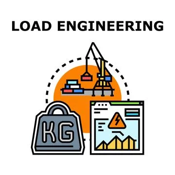 Load engineering concept with crane and data analysis Stock Illustration