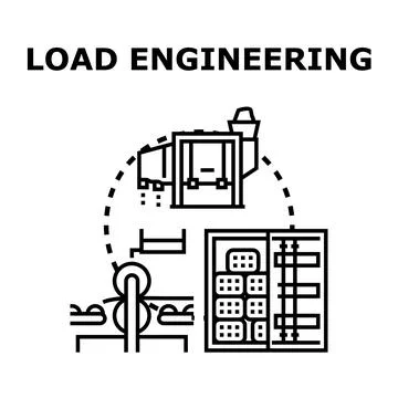 Load engineering processing shipping container and heavy cargo Stock Illustration