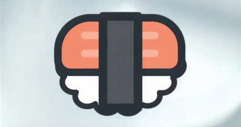 On load flat design sushi nigiri icon remaining centered on pale backdrop Stock Footage 316096976