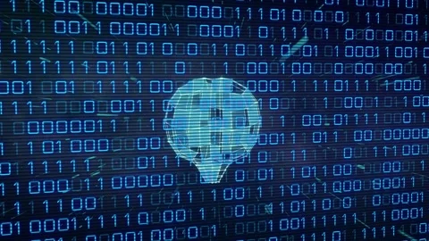 On load hologram brain appearing, rotating, segments scanning while showing data Stock Footage 334337483