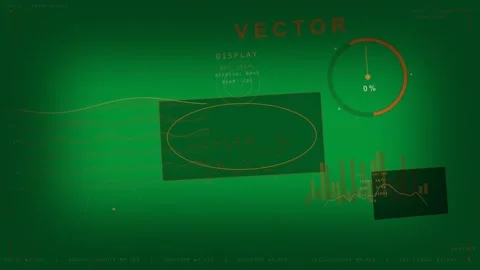 On load HUD VECTOR scanning waves moving bars shifting gauge0% for monitoring on Stock Footage 333972077