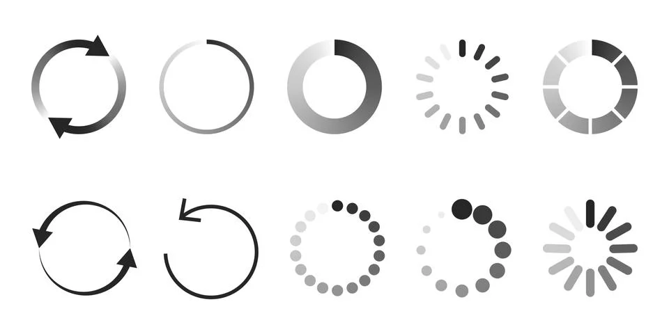 Load icon. Circle website buffer loader or preloader. Illustrazione stock