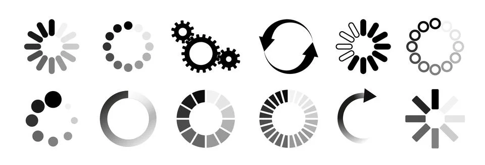Load icon. Loading circle website buffer loader or preloader. Vector download or Illustrazione stock