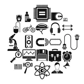 Load icons set, simple style Illustrazione stock