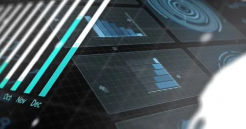 On load, interactive analytics dashboard panning and updating charts, Stock Footage 329116661