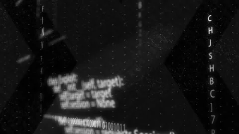 On load large X forming, focusing while code rising binary strip landing showing Video stock 335211497