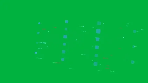 On load layered network rotating pulsing lines updating ticks to show BUY or Stock Footage 329572991