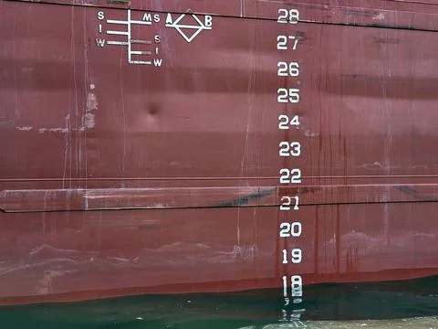 Load Line Markings on a Freighter's  Hull Stock Photos