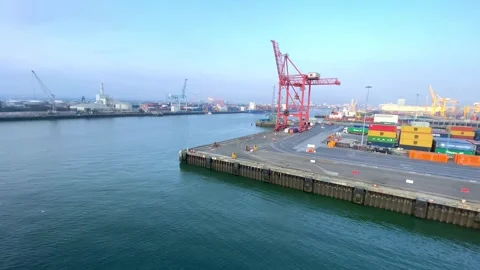 Load on/Load off facilities at Dublin Port in Ireland. Stock Footage 286312471