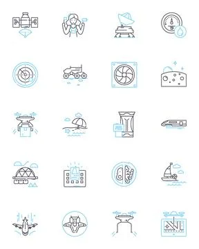Load management linear icons set. Optimization, Efficiency, Demand, Power Illustrazione stock