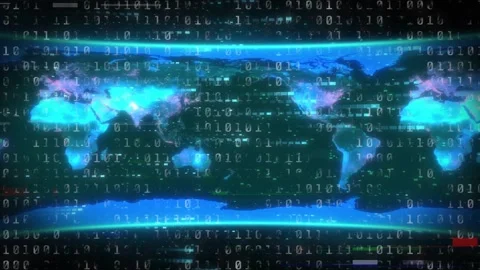 On load map appearing in cyan and teal, pulsing while scan bands sweeping, Stockbeeldmateriaal 334768492