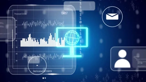 Load panel appearing charts filling icons popping binary streaming layers Stock Footage 334337640