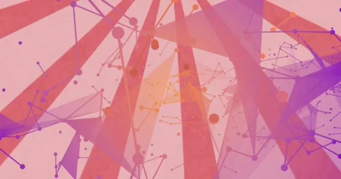 On load red-pink beams and node network animating, converging, rotating to 스톡 동영상 321700547