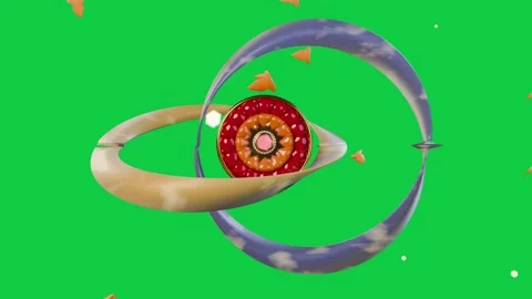 On load ringed disk rotating, rings threading and tilting showing depth on Stock Footage 339198133