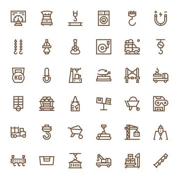 Load Scalable Vector Set featuring 36 PIXEL Perfect Bold Line 128x128 Icons Stock Illustration
