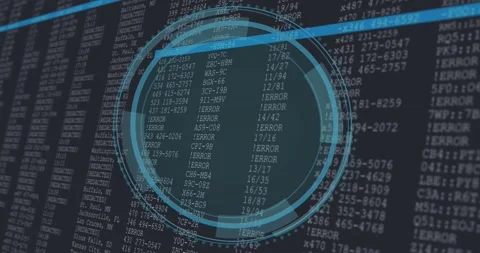 On load shield shrinking HUD rings rotating scan bar sweeping code errors Stock Footage 317659886