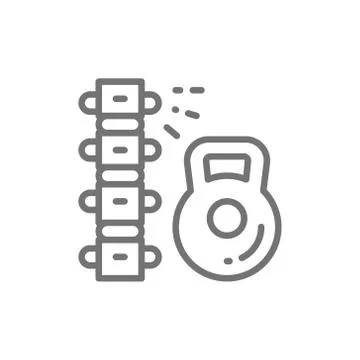 Load on spine, backache, low back pain line icon. Stock Illustration