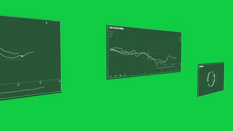 Load starting camera panning, floating UIs sliding, rotating, showing trend on Stock Footage 337506386