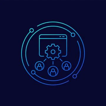 Load testing icon, multiple users accessing site 스톡 일러스트