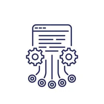 Load testing line icon, multiple users access Stock Illustration