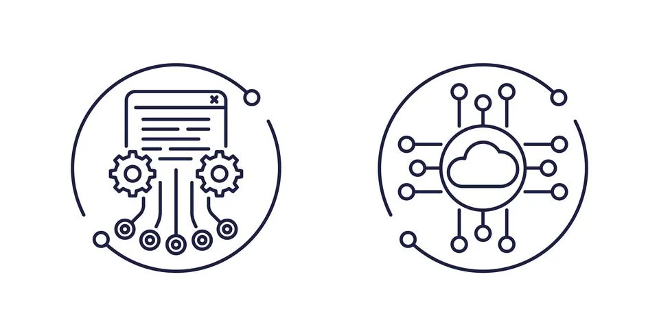 Load testing line icons, cloud performance vector Stockillustratie