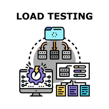 Load testing system evaluating software performance Illustrazione stock