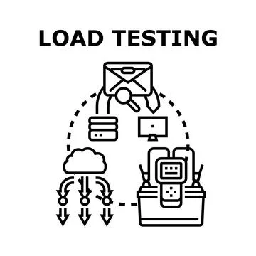 Load testing system evaluating software performance and functionality 스톡 일러스트