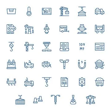 Load Vector Icon Library with 35 Regular Line Retina Ready Detail Enhanced .. Stock Illustration