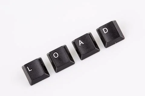 Load word written with black computer buttons over white Stock Photos