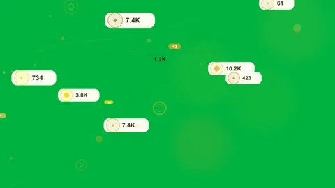 On load yellow nodes sending lines, white labels popping and settling, showing Stock Footage 333907850