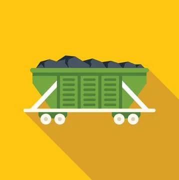 Loaded coal mining rail car delivering fossil fuel 스톡 일러스트