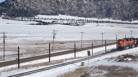 Loaded coal train enter Right exits left good audio Stock Footage 105191078