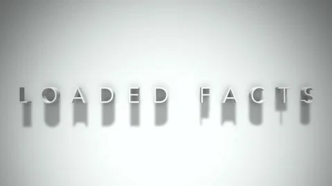Loaded facts 3D title animation white text on a white background Video stock 299647429