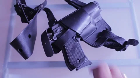 Loaded pistol disassembly Stock Footage 66060832