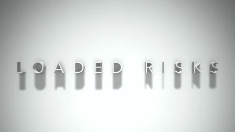 Loaded risks 3D title animation white text on a white background Stock Footage 299647432