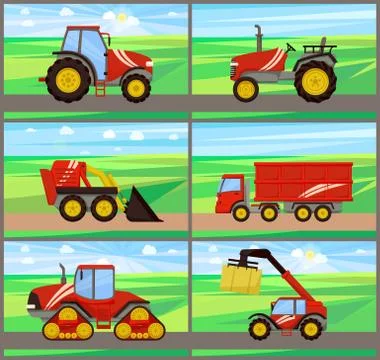Loader and Tractor Agriculture Vector Illustration Stock Illustration