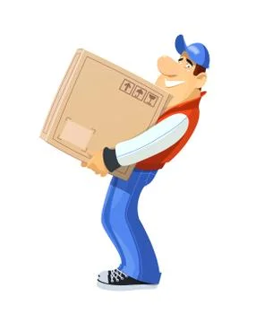 Loader with box. Delivery service. Illustrazione stock