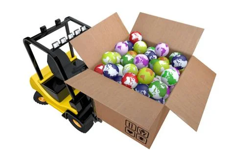 Loader with box full globes Stock Illustration