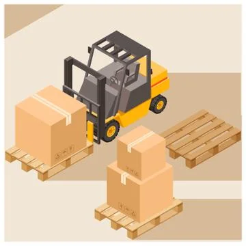 Loader with boxes icon2 Stock Illustration