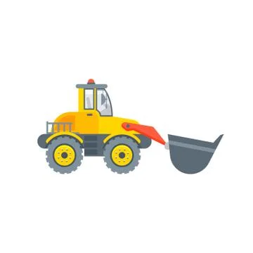 Loader with bucket illustration side view Stock Illustration