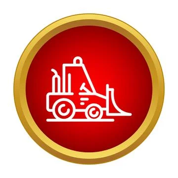 Loader bulldozer construction machinery working red gold icon Stock Illustration