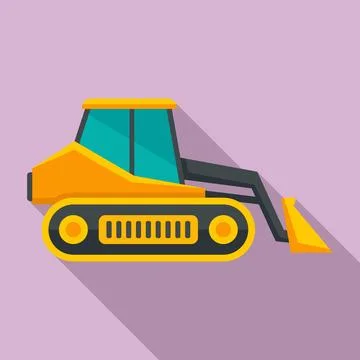 Loader bulldozer icon, flat style Stock Illustration