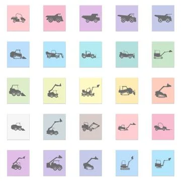 Loader car illustration.set Vector black icon on color sticker Illustrazione stock