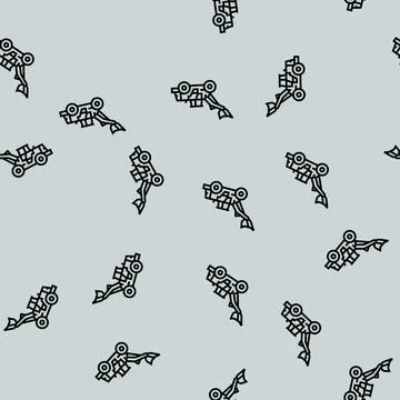 Loader construction car vehicle line seamless pattern 스톡 일러스트