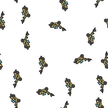 Loader construction car vehicle vector seamless pattern Illustrazione stock