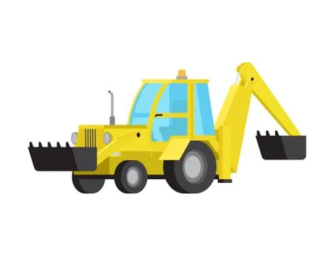 Loader with Excavator Bucket Flat Vector Isolated Stock Illustration