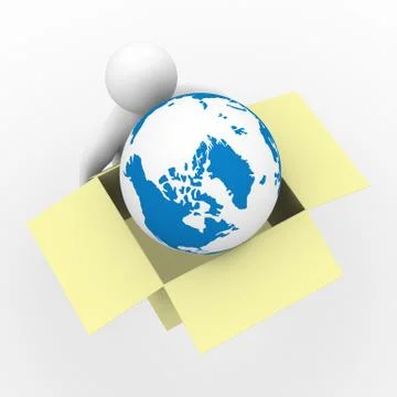 Loader hold empty box. Isolated 3D image. Stock Illustration