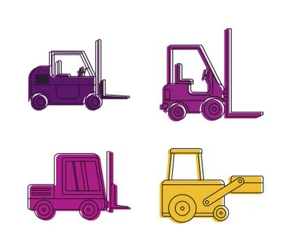 Loader icon set, color outline style Stock Illustration