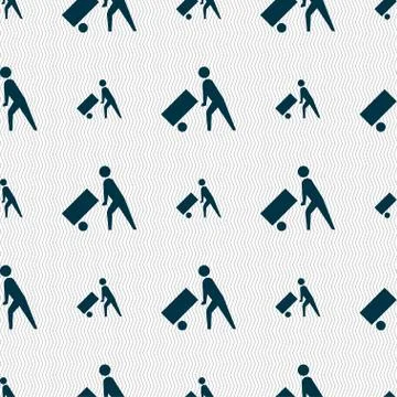 Loader icon sign. Seamless pattern with geometric texture. Illustrazione stock