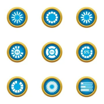 Loader icons set, flat style Ilustração Stock